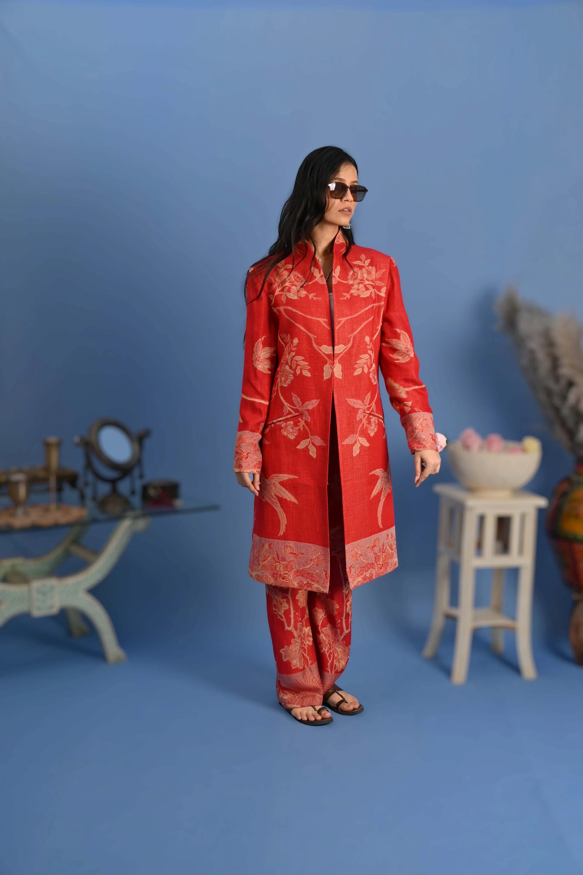 Red and White - Jodhpur Suit Set