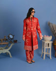 Red and White - Jodhpur Suit Set