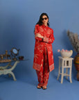 Red and White - Jodhpur Suit Set