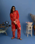 Red and White - Jodhpur Suit Set