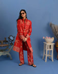 Red and White - Jodhpur Suit Set