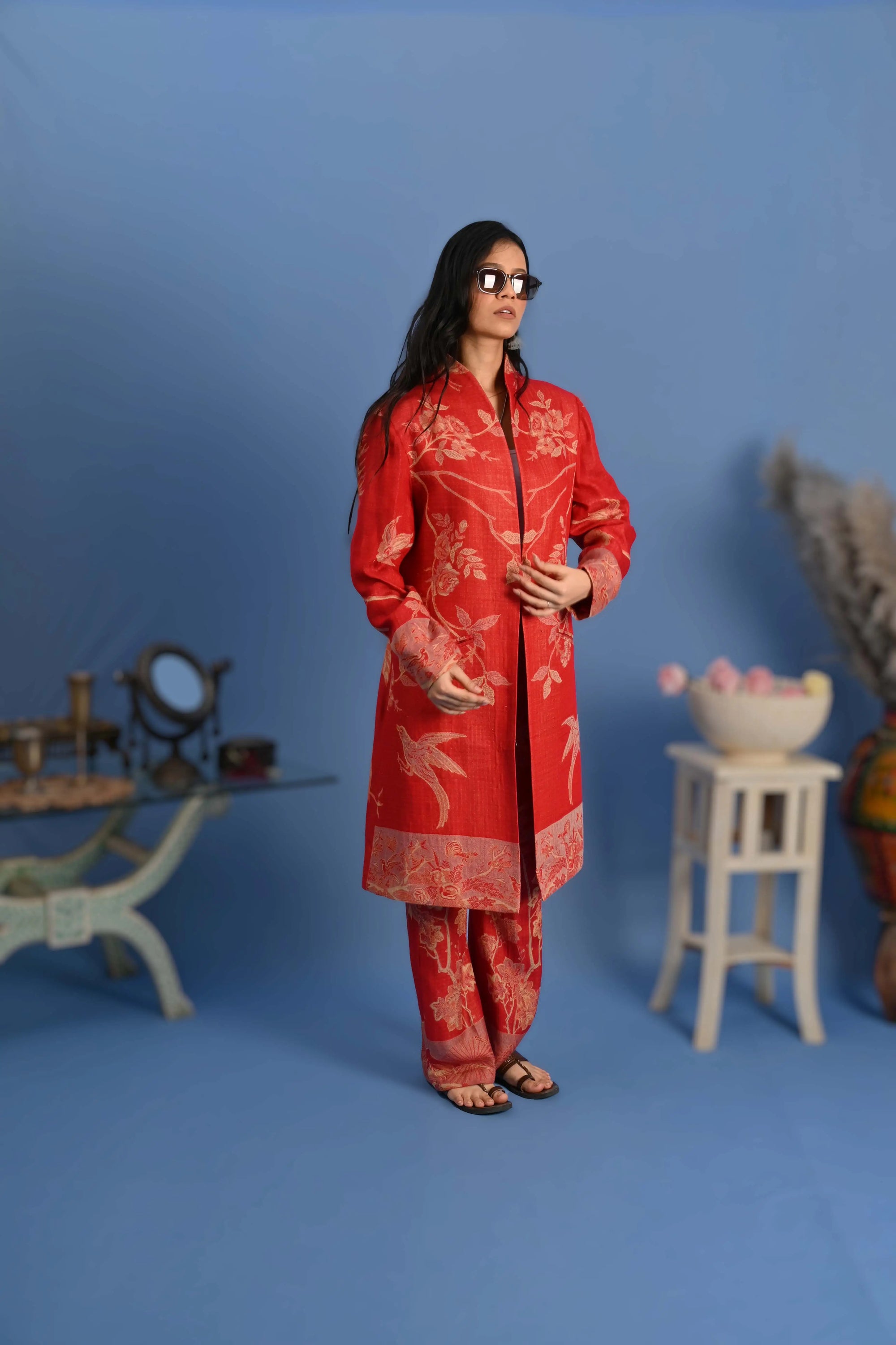 Red and White - Jodhpur Suit Set