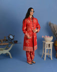 Red and White - Jodhpur Suit Set