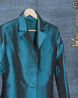 Green-Bottle Green Silk - Blazer Coat Jacket