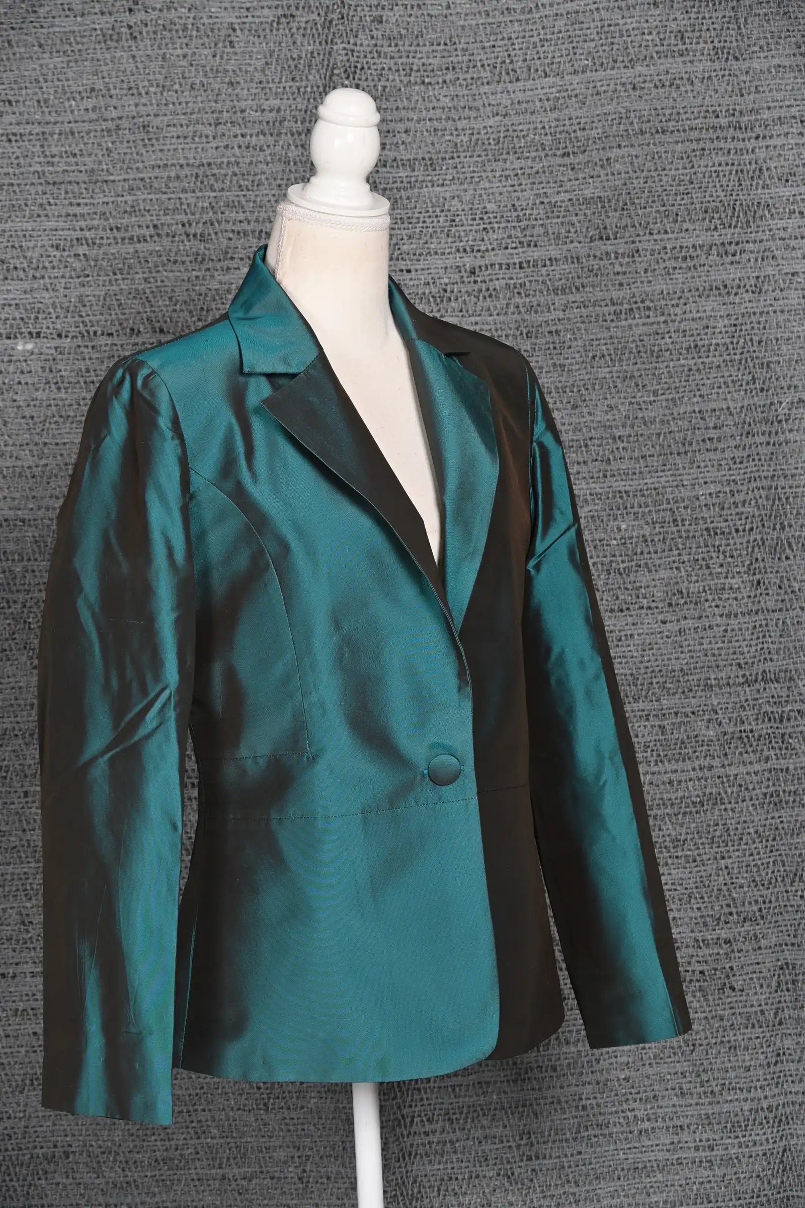 Green-Bottle Green Silk - Blazer Coat Jacket