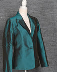 Green-Bottle Green Silk - Blazer Coat Jacket