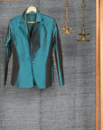 Green-Bottle Green Silk - Blazer Coat Jacket