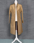 Beige - Beige Gold Silk - Swing Coat Jacket