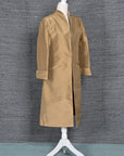 Beige - Beige Gold Silk - Swing Coat Jacket