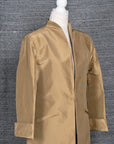 Beige - Beige Gold Silk - Swing Coat Jacket