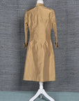 Beige - Beige Gold Silk - Swing Coat Jacket