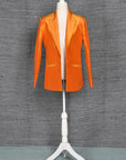 Orange-Orange Sun Silk- Blazer Coat Jacket