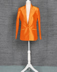 Orange-Orange Sun Silk- Blazer Coat Jacket