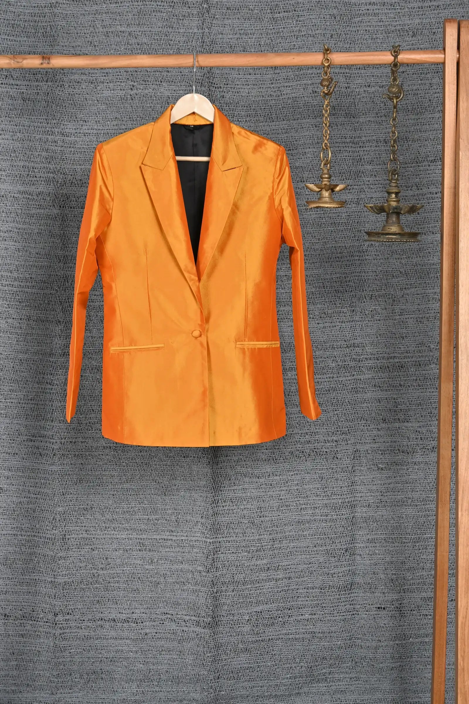 Orange-Orange Sun Silk- Blazer Coat Jacket