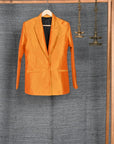 Orange-Orange Sun Silk- Blazer Coat Jacket