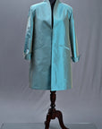 Blue-Paradise Blue Silk - Swing Coat Jacket