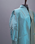 Blue-Paradise Blue Silk - Swing Coat Jacket