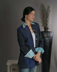 Navy - Royal Blue Silk - Jodhpur Coat Jacket