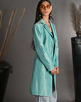 Green-Tiffany Blue Silk - Taylor Coat Jacket